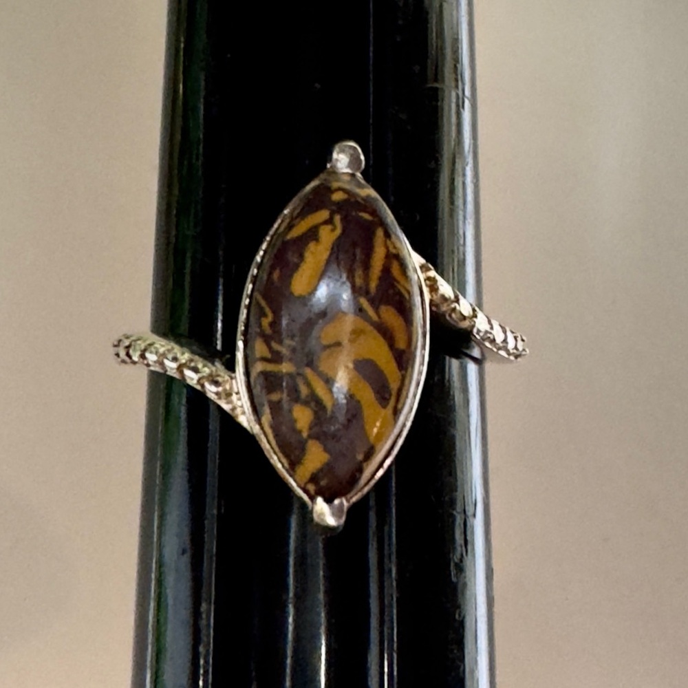 Unique Stone Ring In Solid 925 Sterling Silver Ma… - image 2